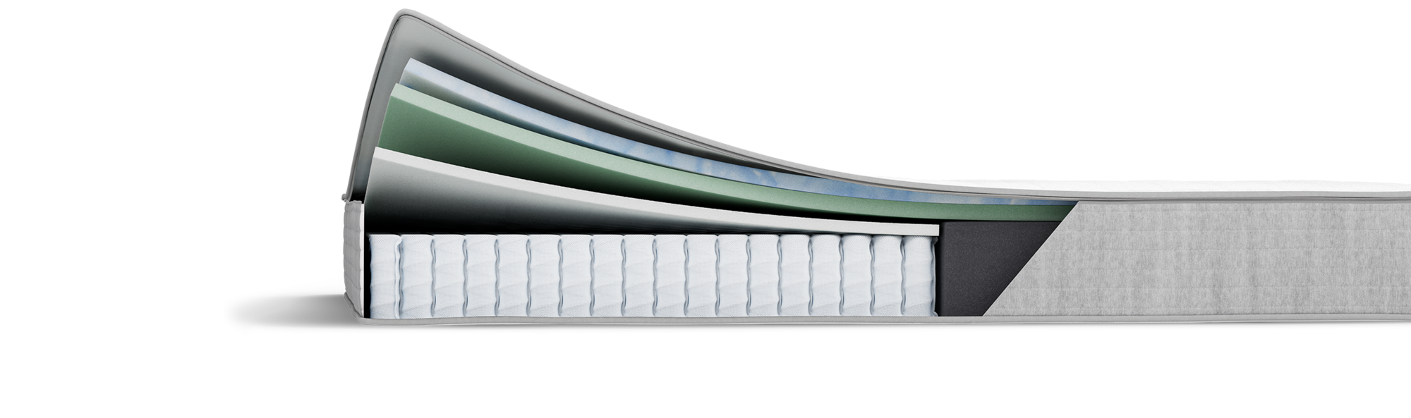 Large x-ray close-up of a Nolah mattress showing each layer