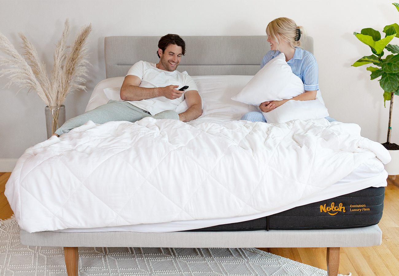 Nolah Adjustable Base with Headboard lifestyle couple image